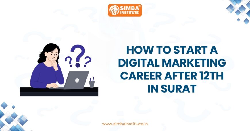 A group of young students at Simba Institute in Surat attending a digital marketing workshop after completing their 12th grade. The guide outlines the steps to becoming a digital marketing professional through skill-based training in Gujarat.